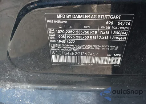 2016 Mercedes-Benz Gla 250 from USA, damaged, VIN WDCTG4EB2GJ267407